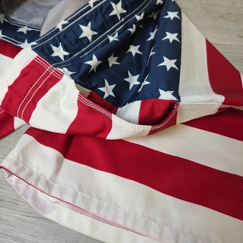 Old Navy Men's American Flag Board Shorts Red White Blue Stars Stripes Large